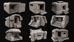 Military Concrete Bunker Base PBR Collection 3D