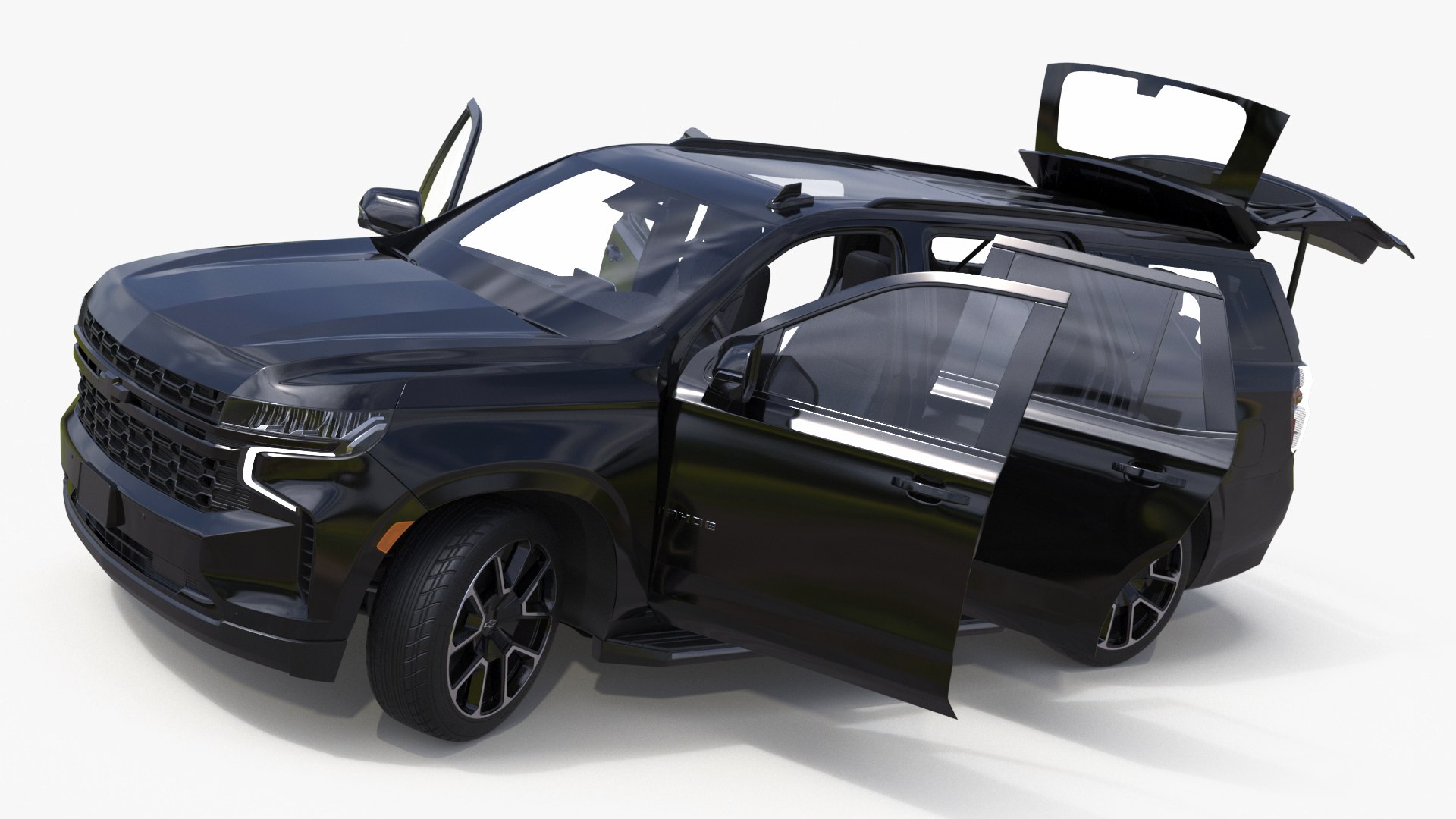 SUV Chevrolet Tahoe 2024 Black Rigged for Cinema 4D 3D model preview