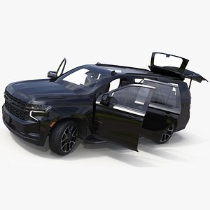 SUV Chevrolet Tahoe 2024 Black Rigged for Cinema 4D