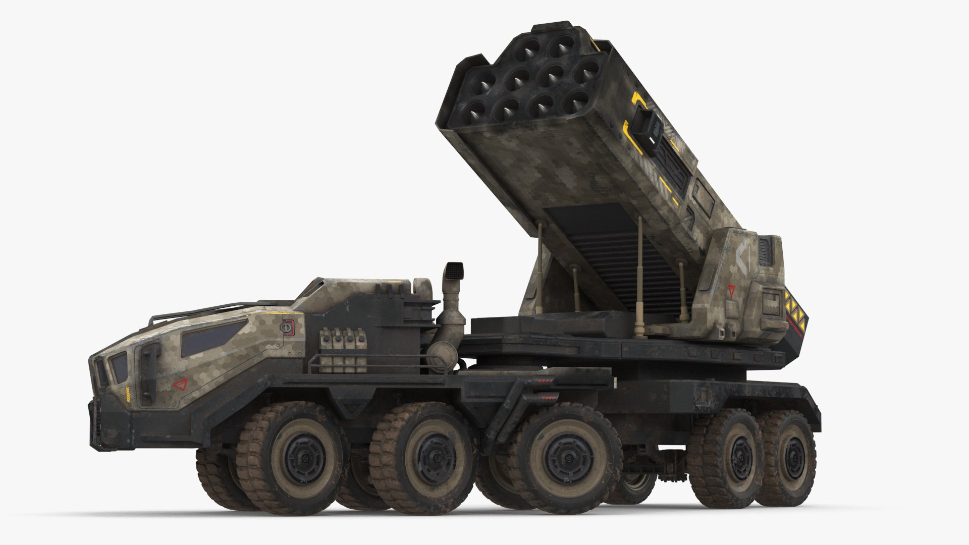 Sci Fi Military Transport Vehicle Dirty Rigged 3D model preview