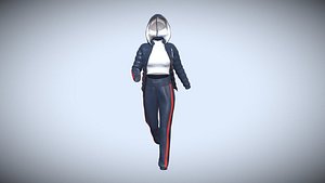 Girls Outfit-Puffer Jacket With Jogger In Low Poly 3D model