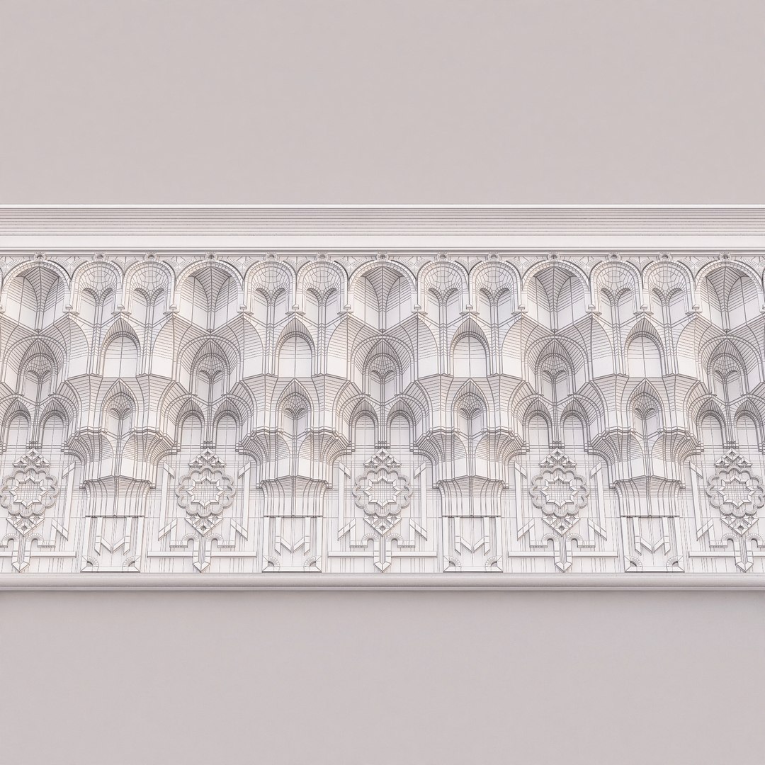 3D model Classic Islamic Muqarnas Cornice 006 https://p.turbosquid.com/ts-thumb/N4/OI9SDk/ce/wireframe_7/jpg/1768215752/1920x1080/fit_q87/59afaa9c86de786147dd4a45fe5ce13f8af4c608/wireframe_7.jpg