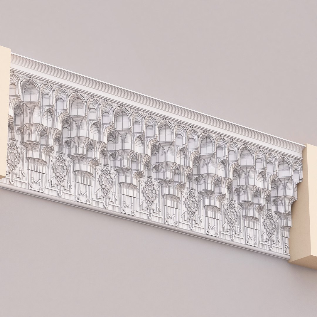 3D model Classic Islamic Muqarnas Cornice 006 https://p.turbosquid.com/ts-thumb/N4/OI9SDk/u2/wireframe_2/jpg/1768215748/1920x1080/fit_q87/fea9010eda1b163fc75a2fc22642f927dbd616fb/wireframe_2.jpg