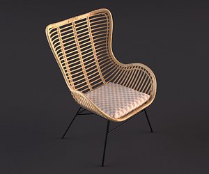 rattan wing chair 3D
