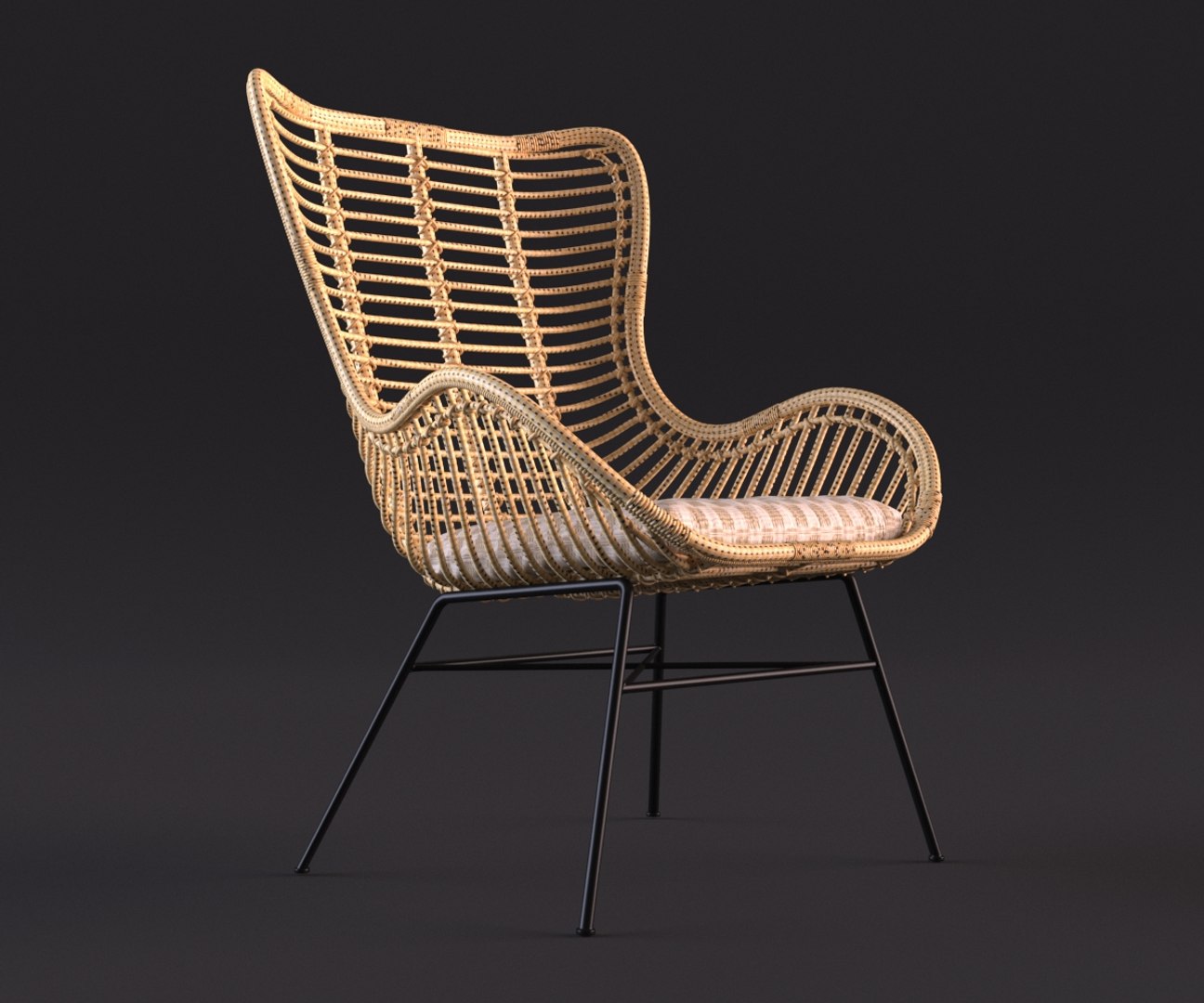 Rattan wing chair 3D - TurboSquid 1589619