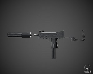 3D MAC 11 tommy-gun model