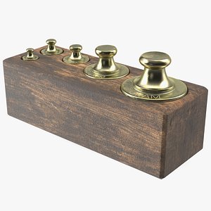 Antique Balance Scale Weights in Wooden Box
