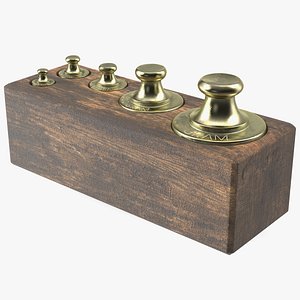 Antique Balance Scale Weights in Wooden Box