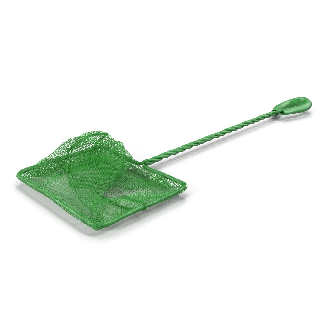 Aquarium Fish Net with Plastic Handle 3D Model preview