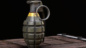 3D High-Poly Frag Grenade  Game-Ready PBR model