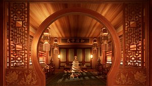 Elegant Traditional Chinese Hall Interior - Modular Environment