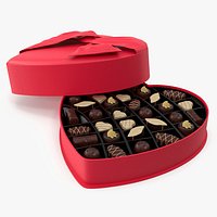 Assorted Chocolates in Heart Shaped Opened Box