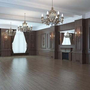 classic interior wood 3D