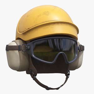 3D Aircraft Deck Safety Helmet with Goggles Yellow Used model