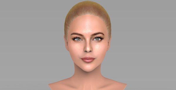 bust blonde woman color 3D