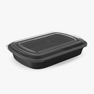 Plastic Takeout Food Container with Clear Lid 3D model