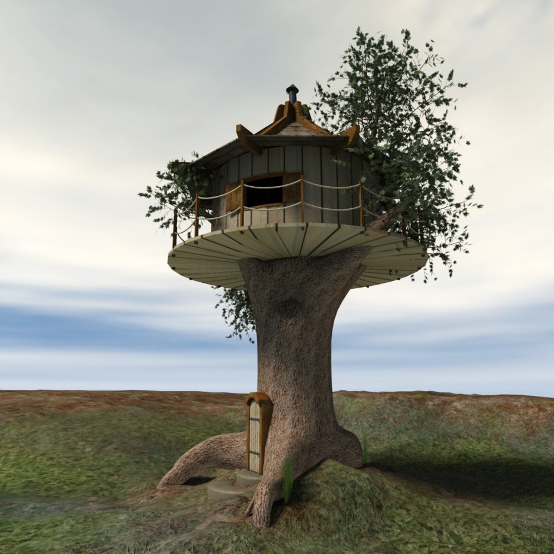 Wooden House Tree 3d Model