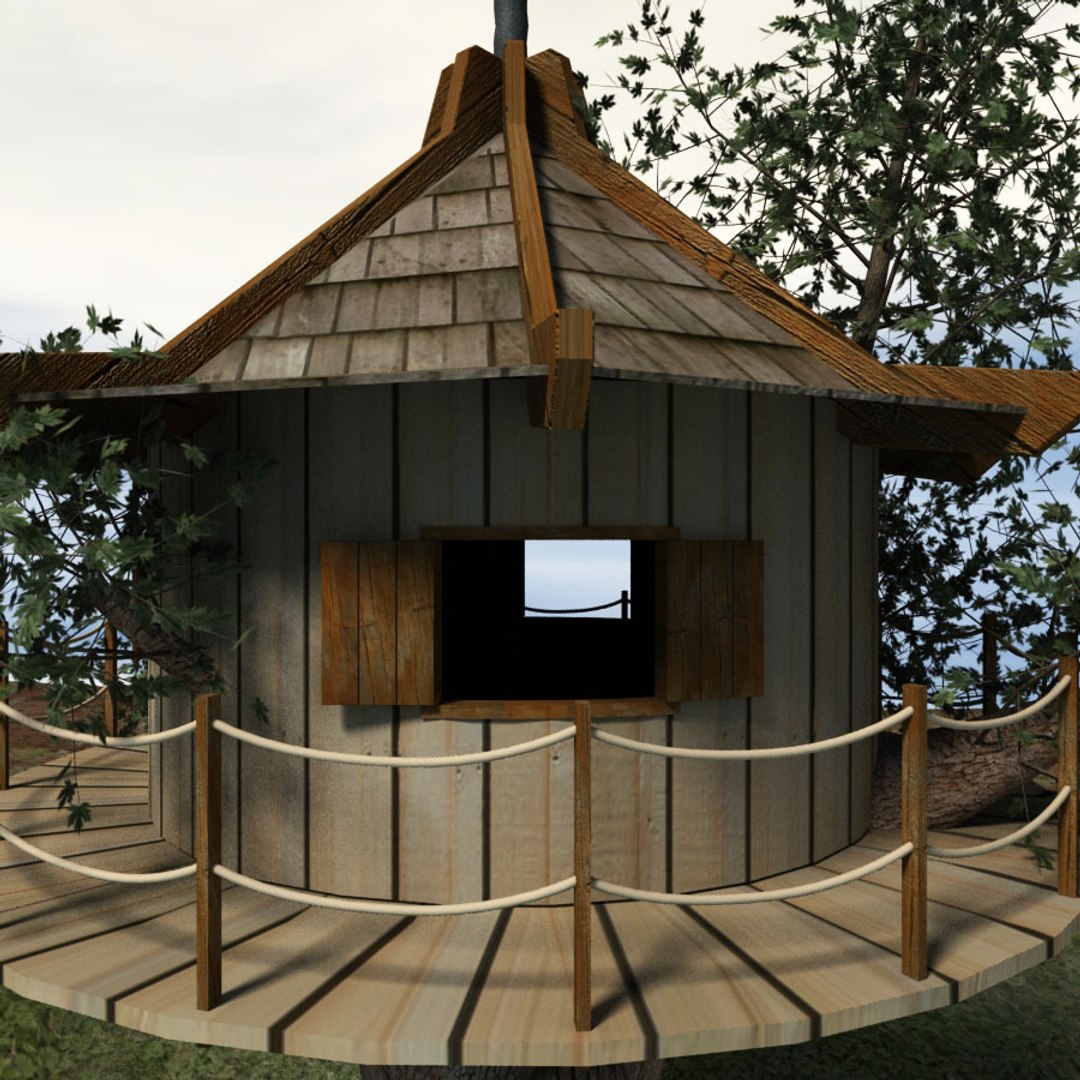 wooden-house-tree-3d-model