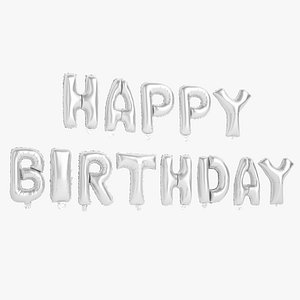 Foil Balloon Silver Words Happy Birthday