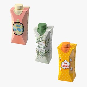 Mockup Small Aseptic Carton with Cap Collection 3D model