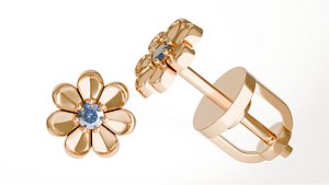 3D Stud earrings with flower stone 2mm For 3D printing