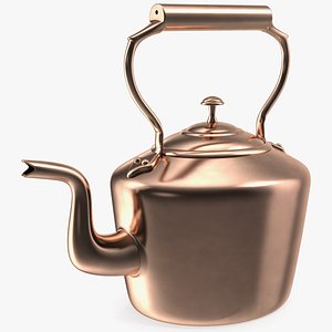 3D vintage oval copper kettle