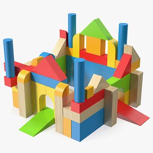 Wooden Constructor Castle Colored 3D model