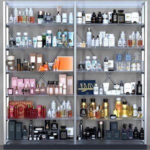 Rack with cosmetics in a beauty salon 3D model