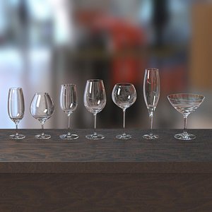 3d model of wine glasses set