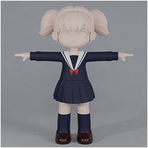 Minimal Chibi School Uniform 04 3D model