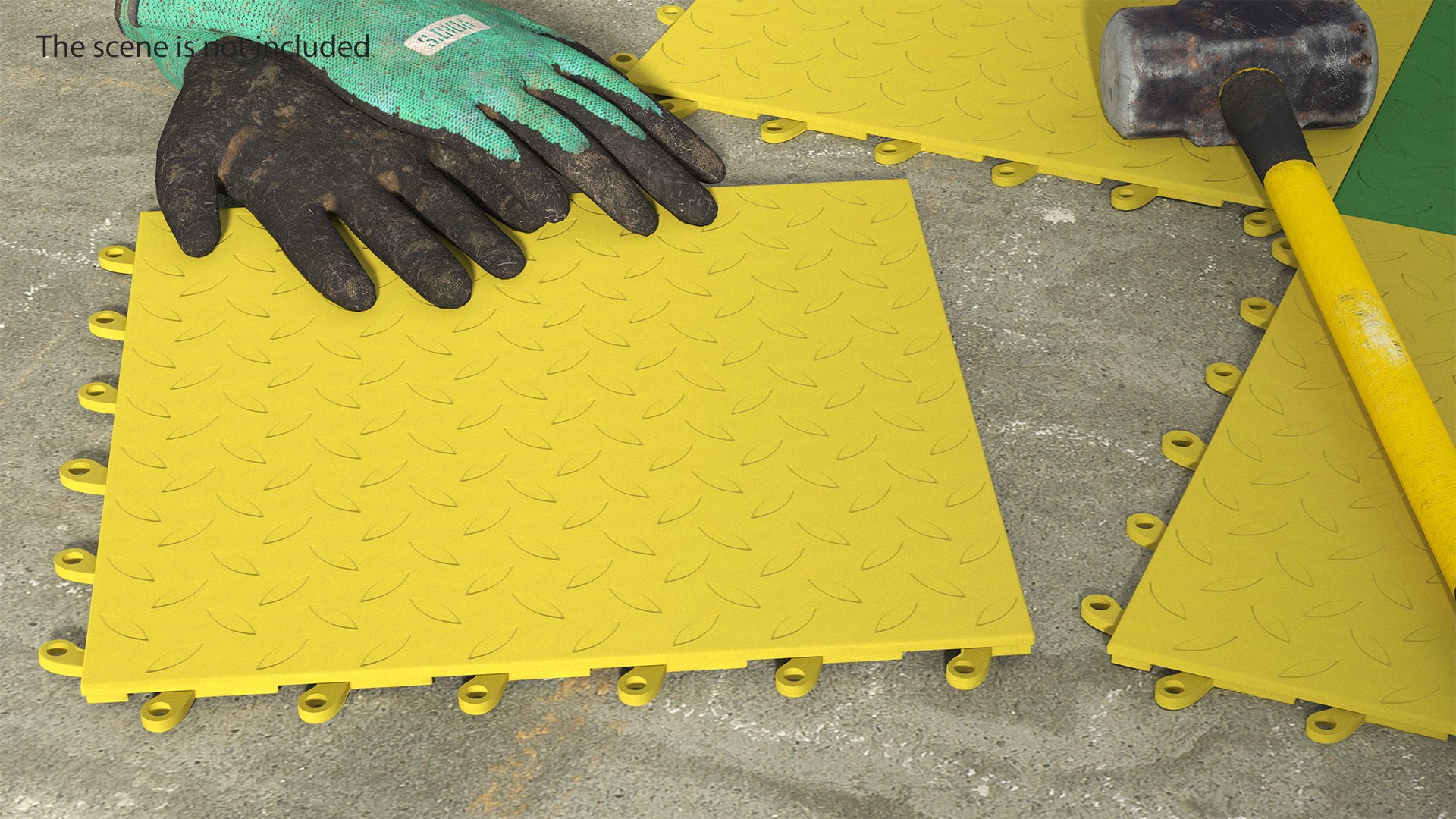 3D Model Connectable Floor Mat Tile Yellow - TurboSquid 2234535
