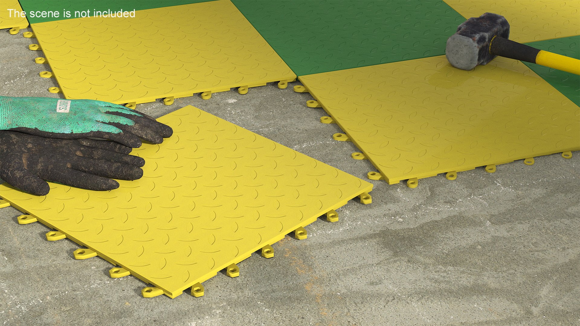 3D Model Connectable Floor Mat Tile Yellow - TurboSquid 2234535