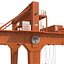 Grúa para contenedores de pórtico montada en carril naranja y contenedor de 40 pies ISO