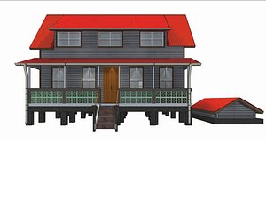 3D anglo caribbean house wood