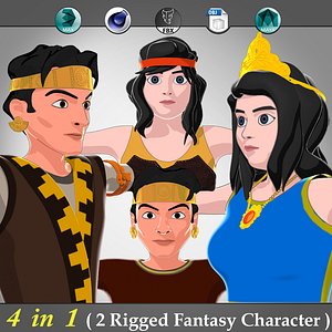 4 in 1 ( Rigged Fantasy Character )