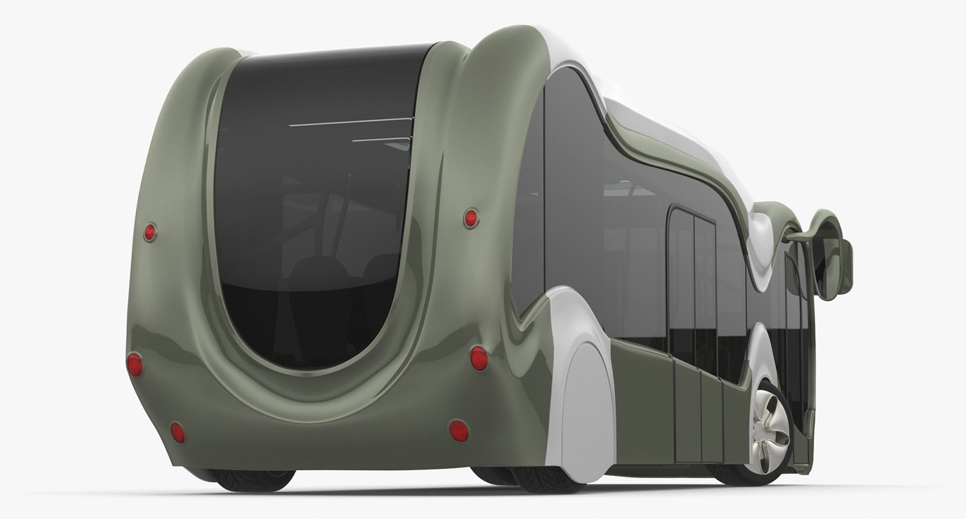 Futuristic Electric Bus Concept Green Rigged for Cinema 4D 3D model preview