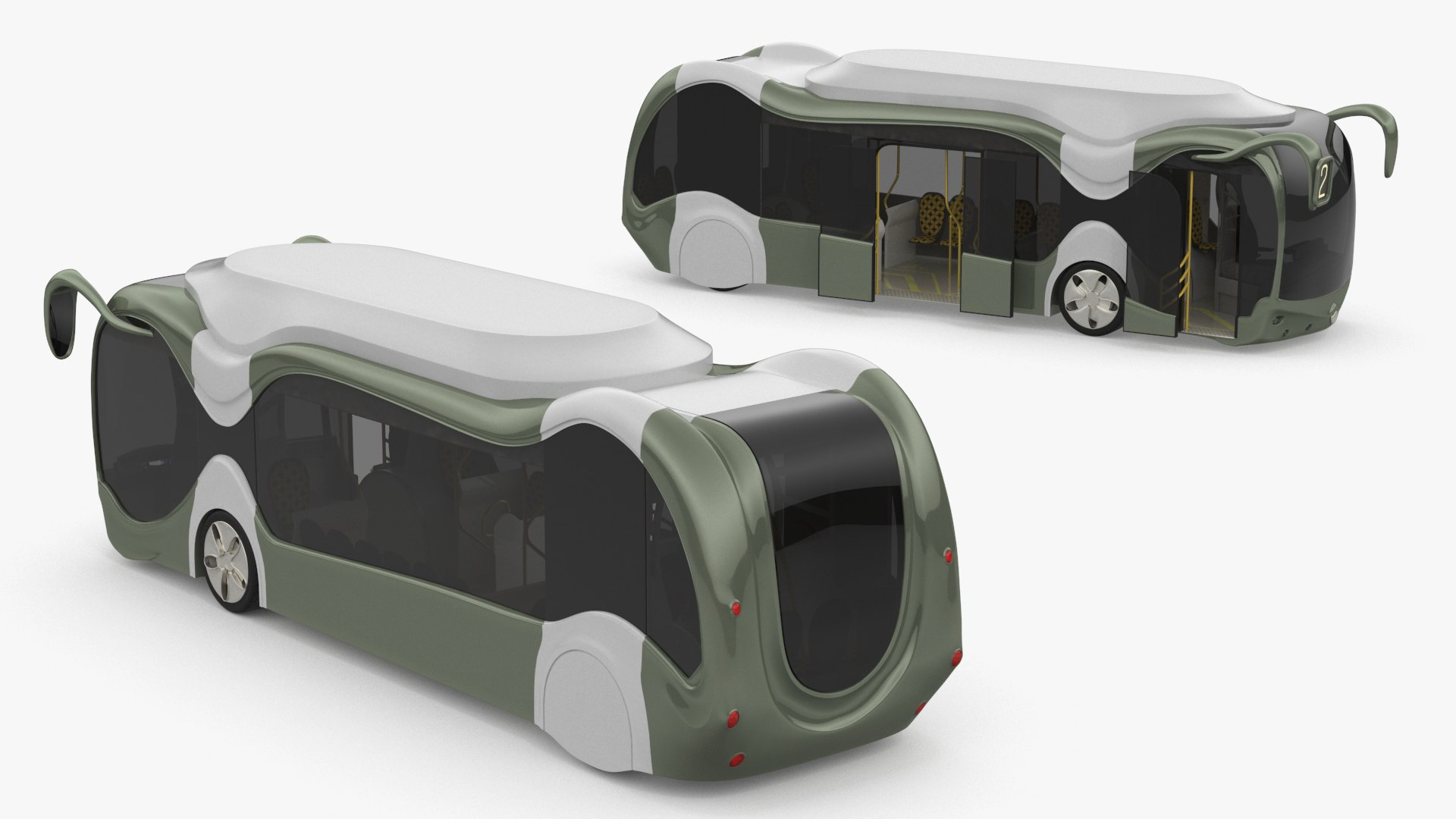 Futuristic Electric Bus Concept Green Rigged For Cinema 4D 3D Model ...