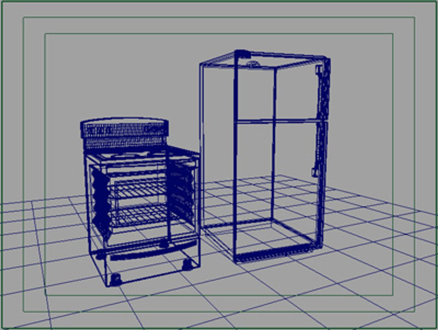 3d model stove fridge