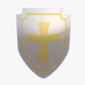 Medieval Knight Shield with Cross Low Poly PBR 3D Model 3D model
