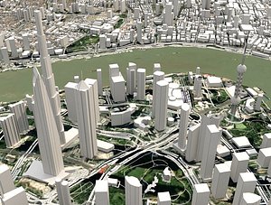 3D cityscape shanghai china s