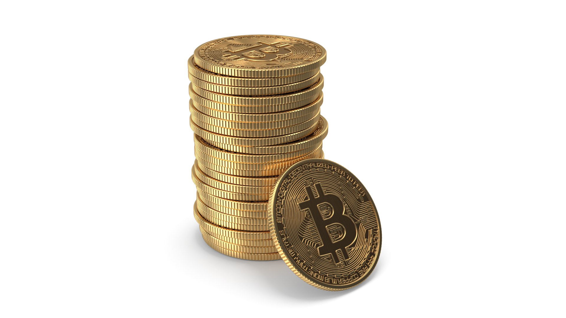3D Model Bitcoin Gold Coin Stack - TurboSquid 2478276