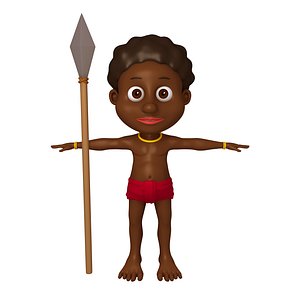 3D tribal warrior cartoon model