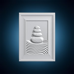 Zen Stone Frame Calm Wall Art 3D Print Model