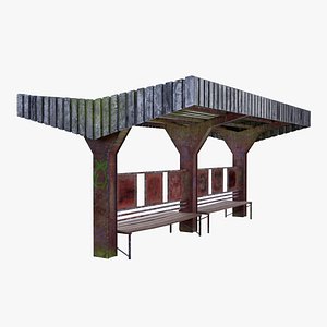 Old Abandoned Bus Stop 3D