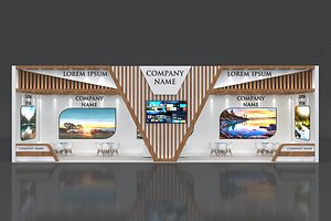Booth Exhibition Stand Stall 16x4m Height 500 cm 1 Side Open 3D