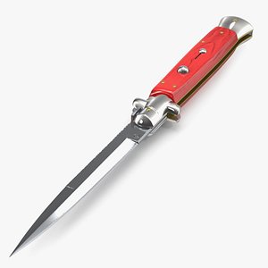 Automatic Switchblade Stiletto Knife Red Wood Handle