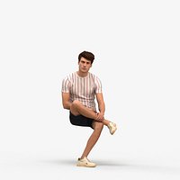 00501Liam009 - Adult Caucasian male relaxing at home in casual summer clothing