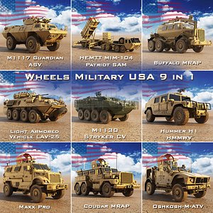 3D model wheels military usa 9