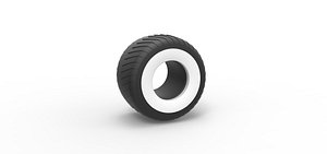Diecast Monster Jam Whitewall tire Scale 1 to 25 3D model