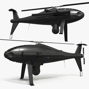 3D Covert Surveillance Helicopter Drone Black Rigged